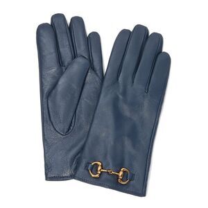 Tiffany & Fred Paris Cashmere-Lined Leather Gloves, Blue